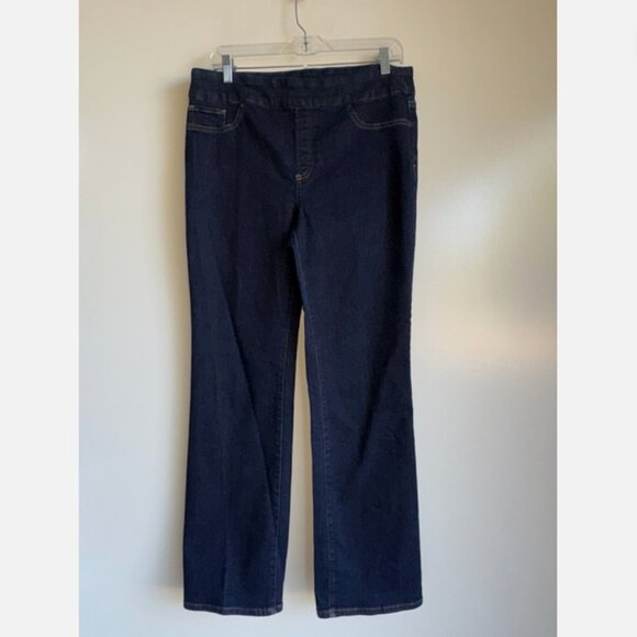 CHICO'S Pull-On Slim Boot Jeans Size 1.5 = US Size 10 Dark Wash - Picture 1 of 11